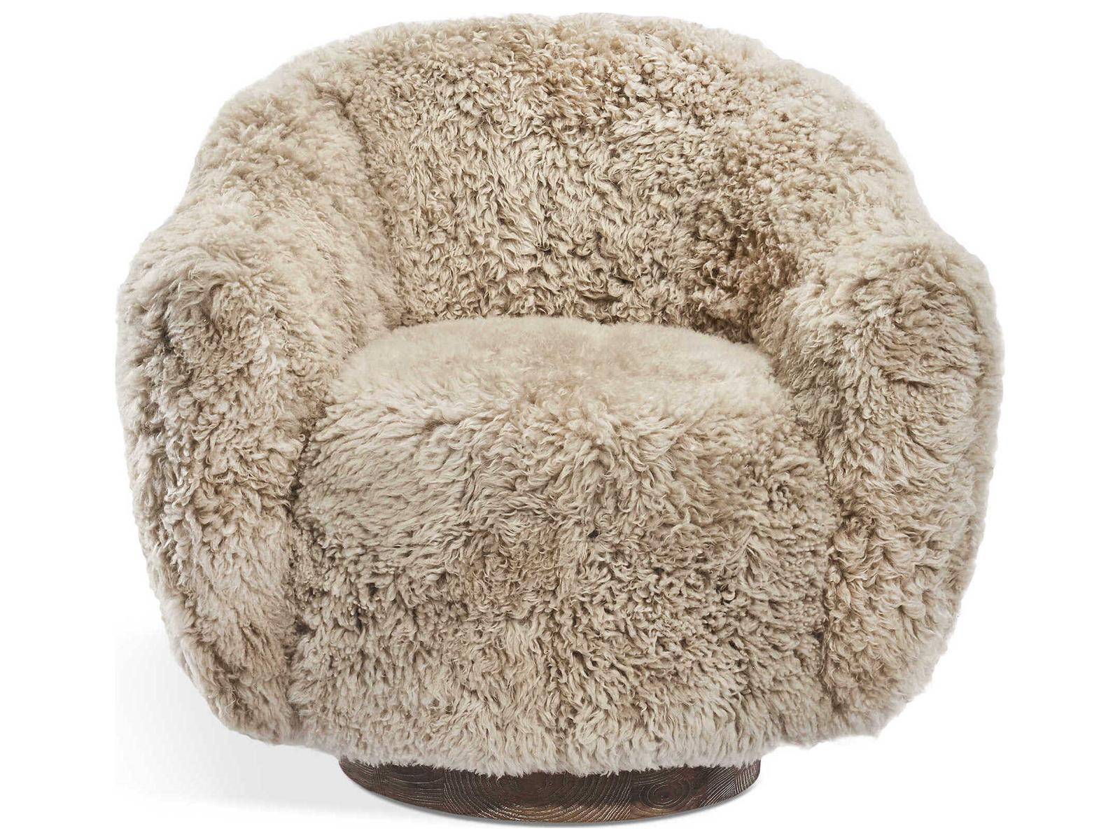 Simone Swivel Beige Leather Accent Chair