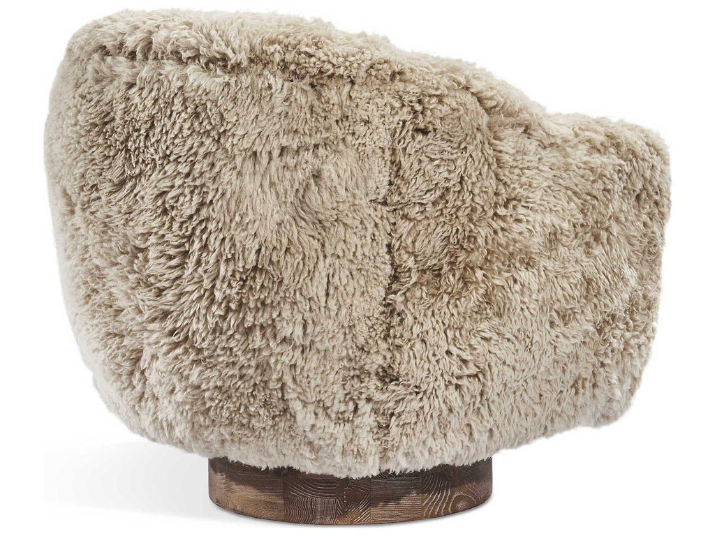 Simone Swivel Beige Leather Accent Chair