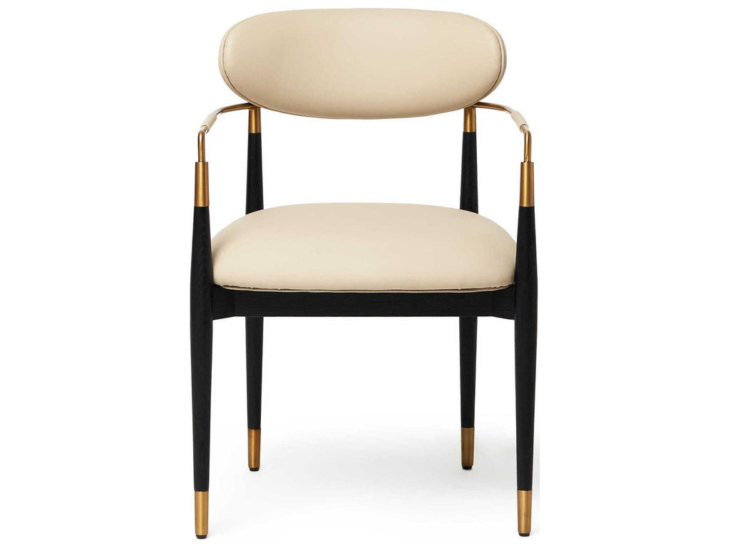 Cidra Ash Wood Black Vegan Leather Arm Dining Chair