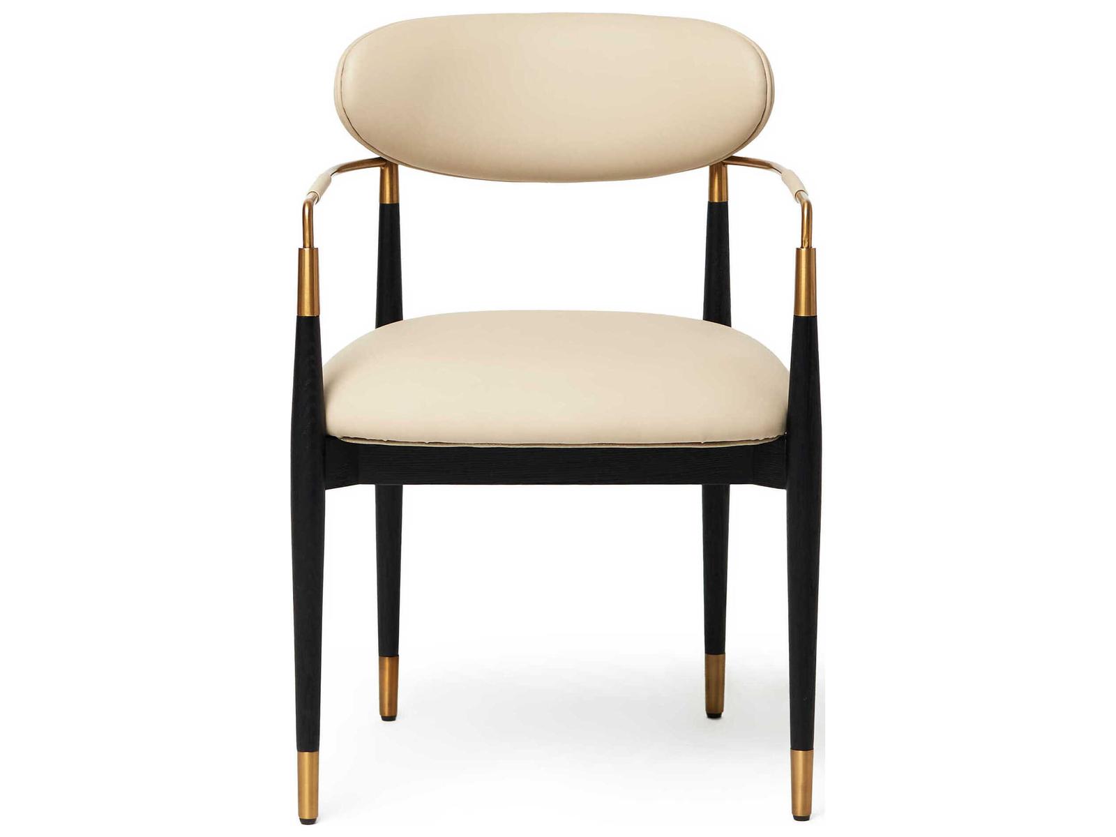 Cidra Ash Wood Black Vegan Leather Arm Dining Chair