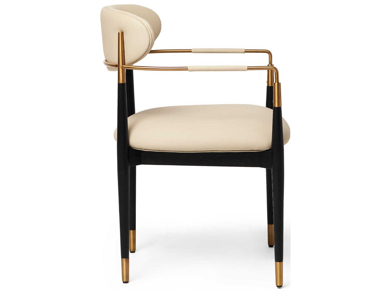 Cidra Ash Wood Black Vegan Leather Arm Dining Chair