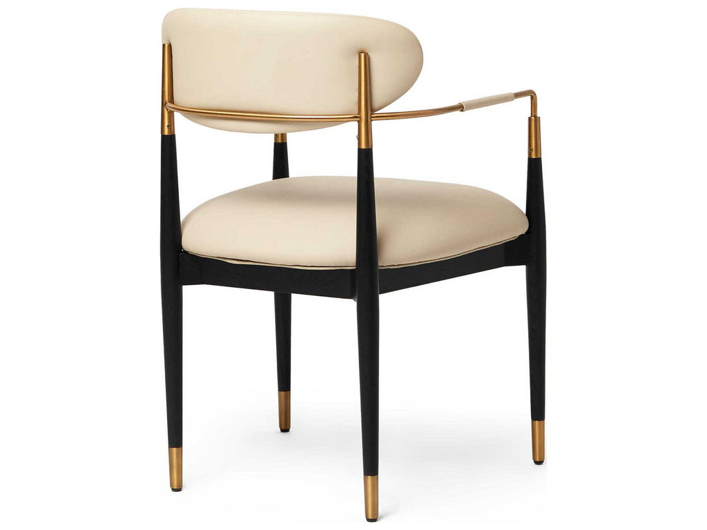 Cidra Ash Wood Black Vegan Leather Arm Dining Chair