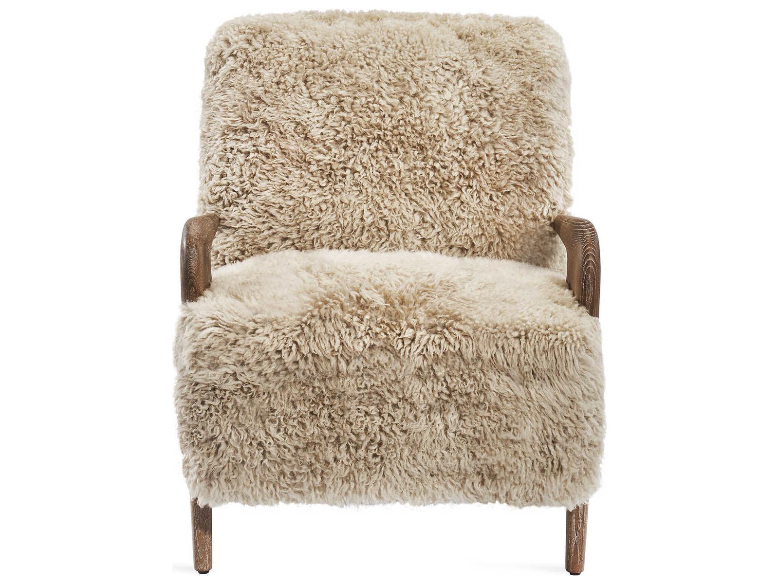 Angelica Tibetan Lambskin Accent Chair in Autumn Brown and Morel Taupe