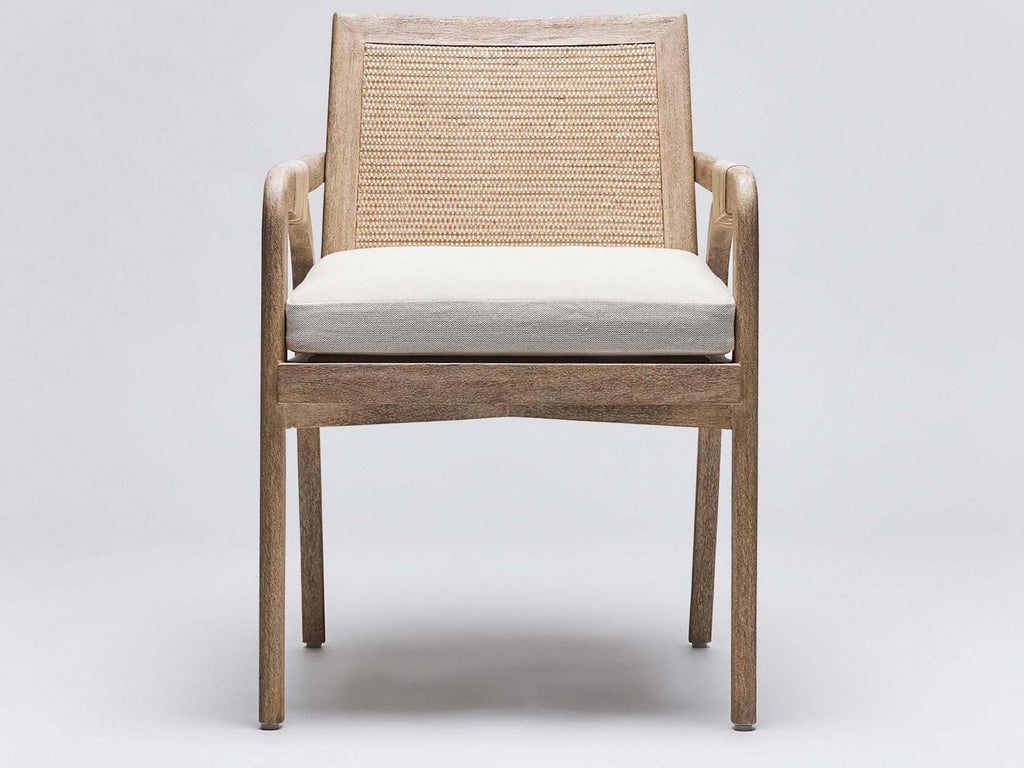 Delray Mahogany Wood Brown Upholstered Arm Dining Chair