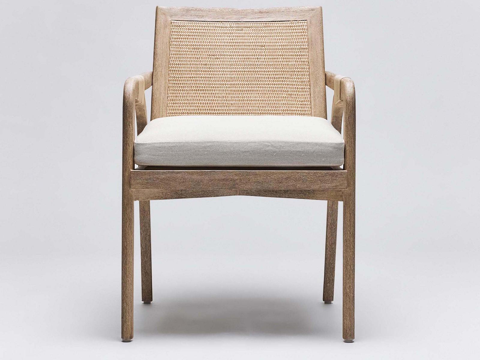 Delray Mahogany Wood Brown Upholstered Arm Dining Chair
