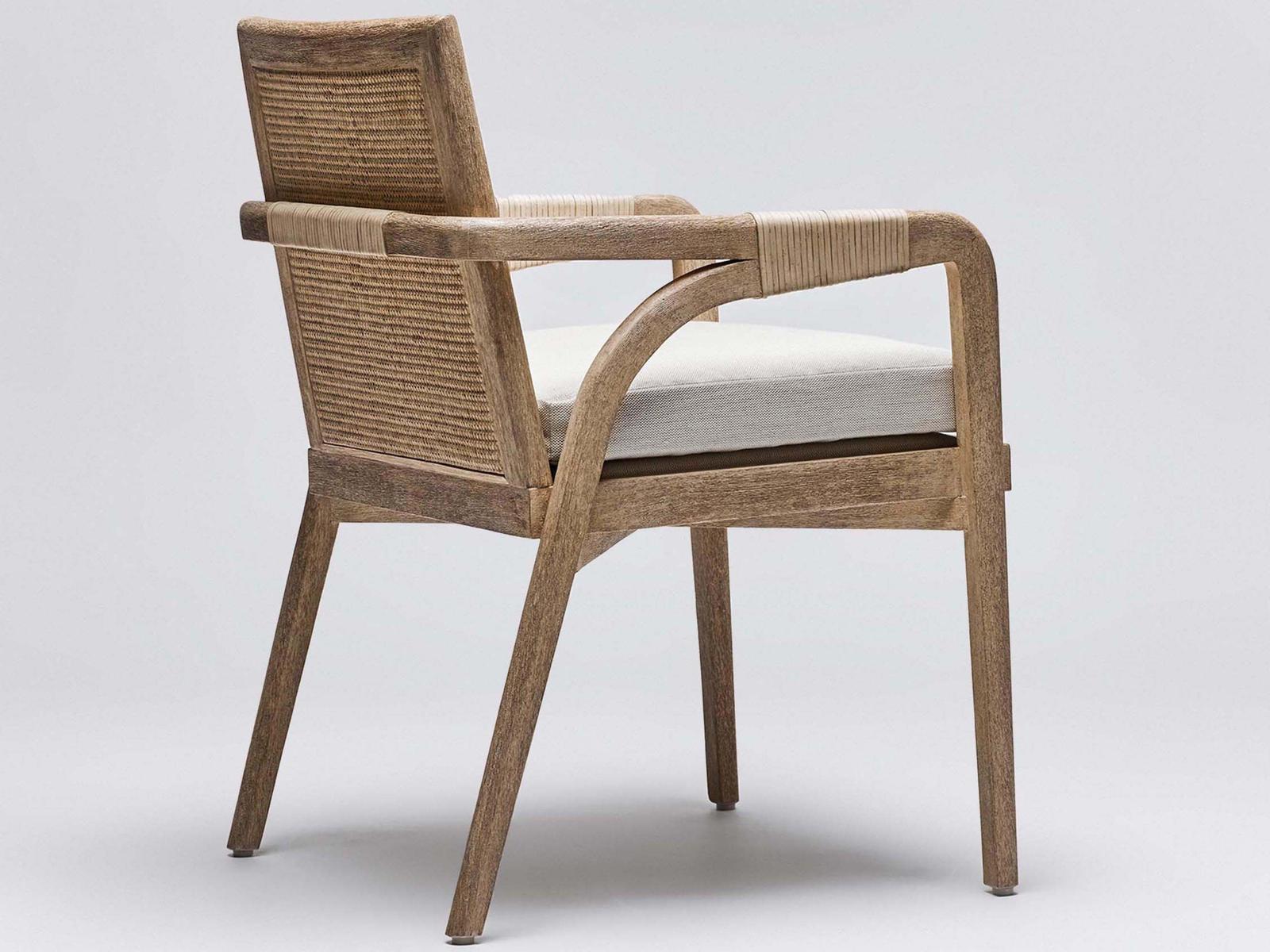 Delray Mahogany Wood Brown Upholstered Arm Dining Chair