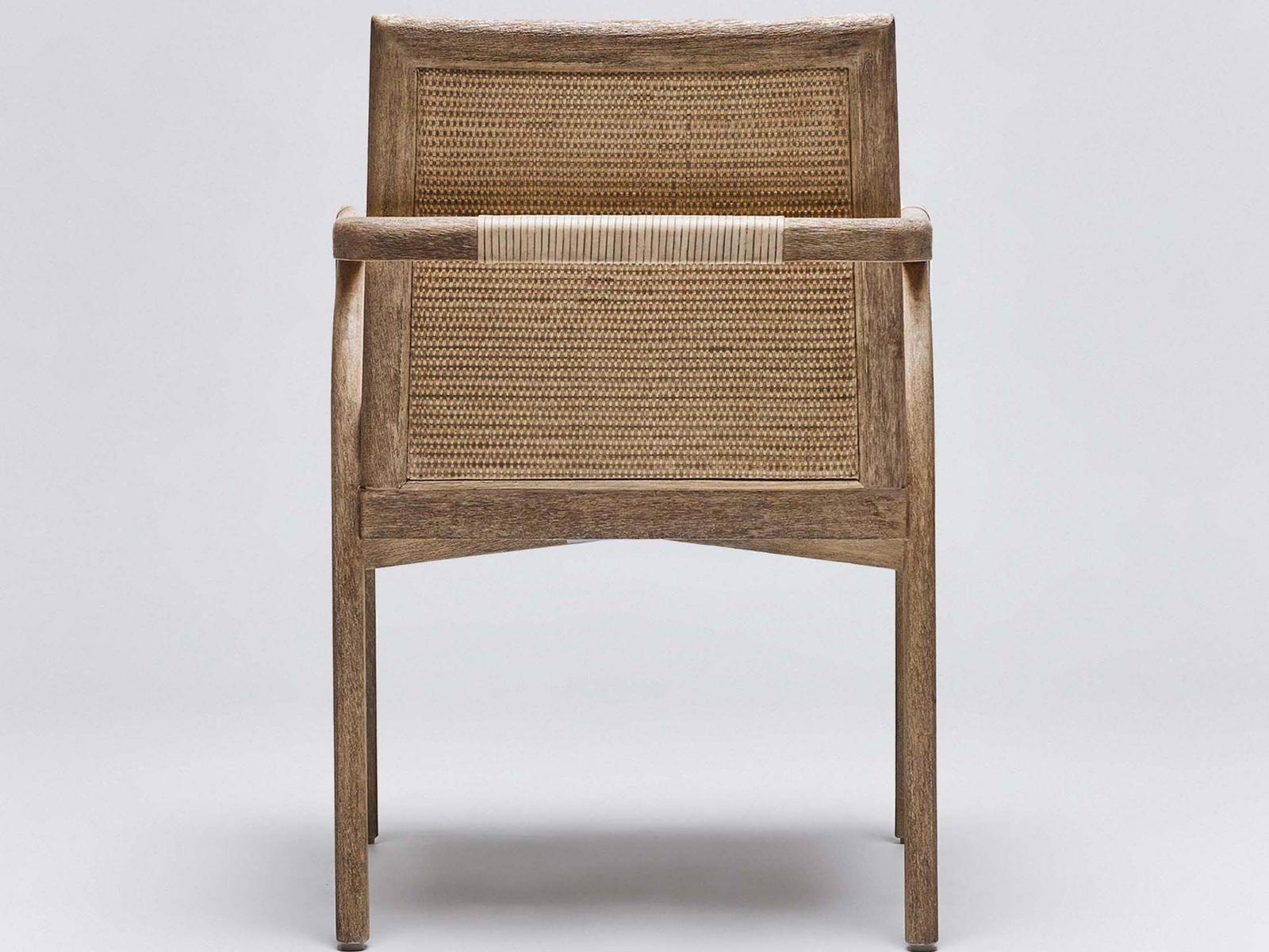 Delray Mahogany Wood Brown Upholstered Arm Dining Chair