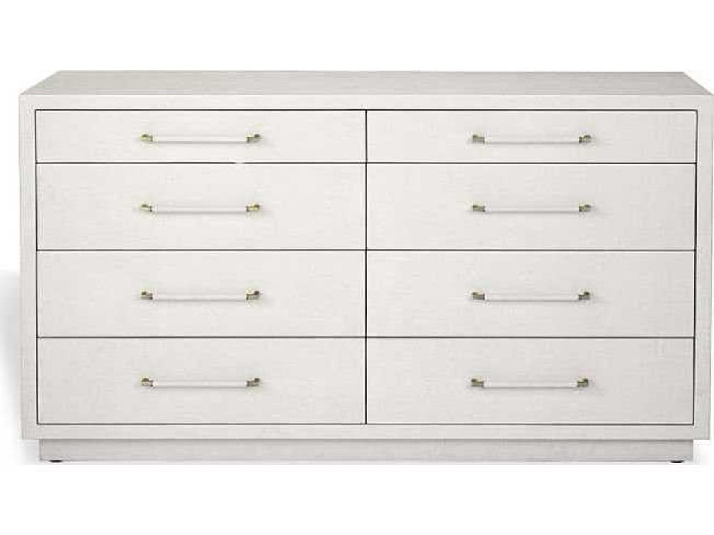 Taylor 8-Drawer Faux Linen Dresser in Natural White and Champagne Silver
