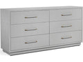 Taylor 6-Drawer Double Dresser in Light Grey with Antique Brass Pulls