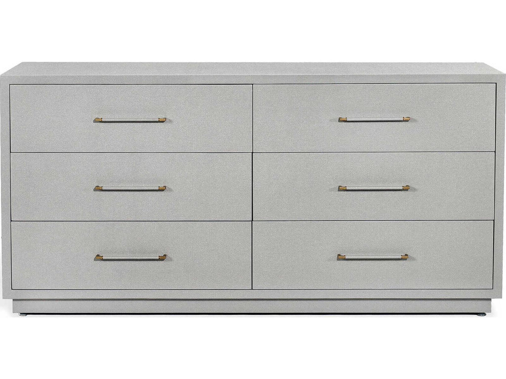 Taylor 6-Drawer Double Dresser in Light Grey with Antique Brass Pulls