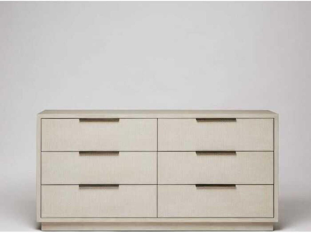 Holmes 6-Drawer Double Dresser with Rattan Fronts in Brown Oak