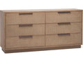 Holmes 6-Drawer Double Dresser Brown Oak with Rattan Fronts