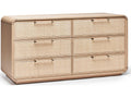 Marsh 6-Drawer Double Dresser Beige Oak Wood Rattan