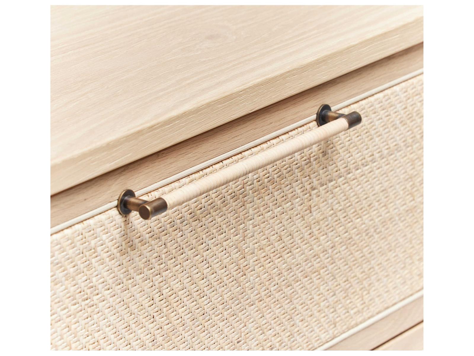 Marsh 6-Drawer Double Dresser Beige Oak Wood Rattan