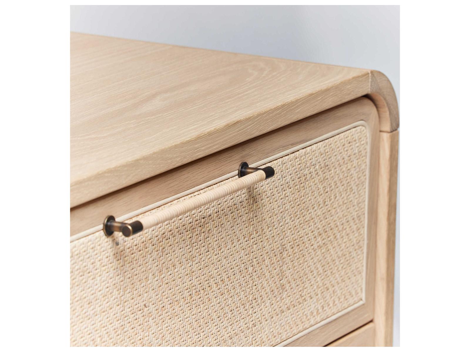 Marsh 6-Drawer Double Dresser Beige Oak Wood Rattan