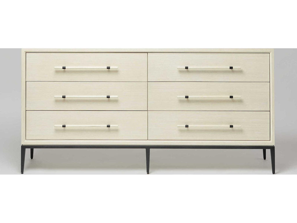 Burton 6-Drawer Ash Wood Double Dresser in Parchment Finish