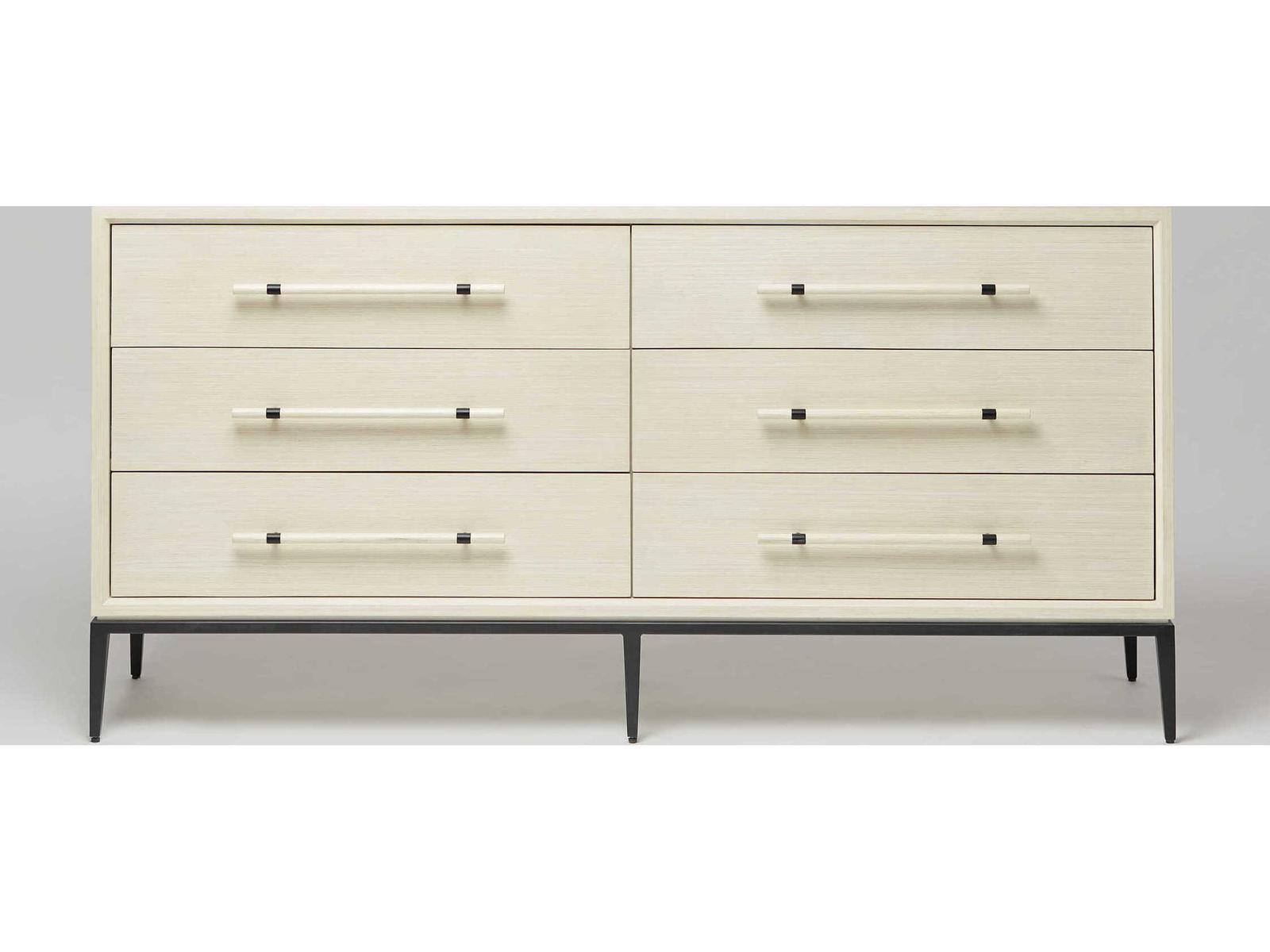 Burton 6-Drawer Ash Wood Double Dresser in Parchment Finish