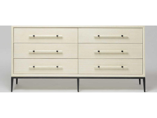 Burton 6-Drawer Ash Wood Double Dresser in Parchment Finish