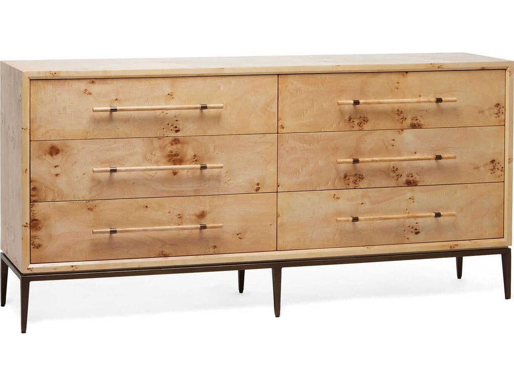 Burton 6-Drawer Double Dresser in Brown Ash Wood