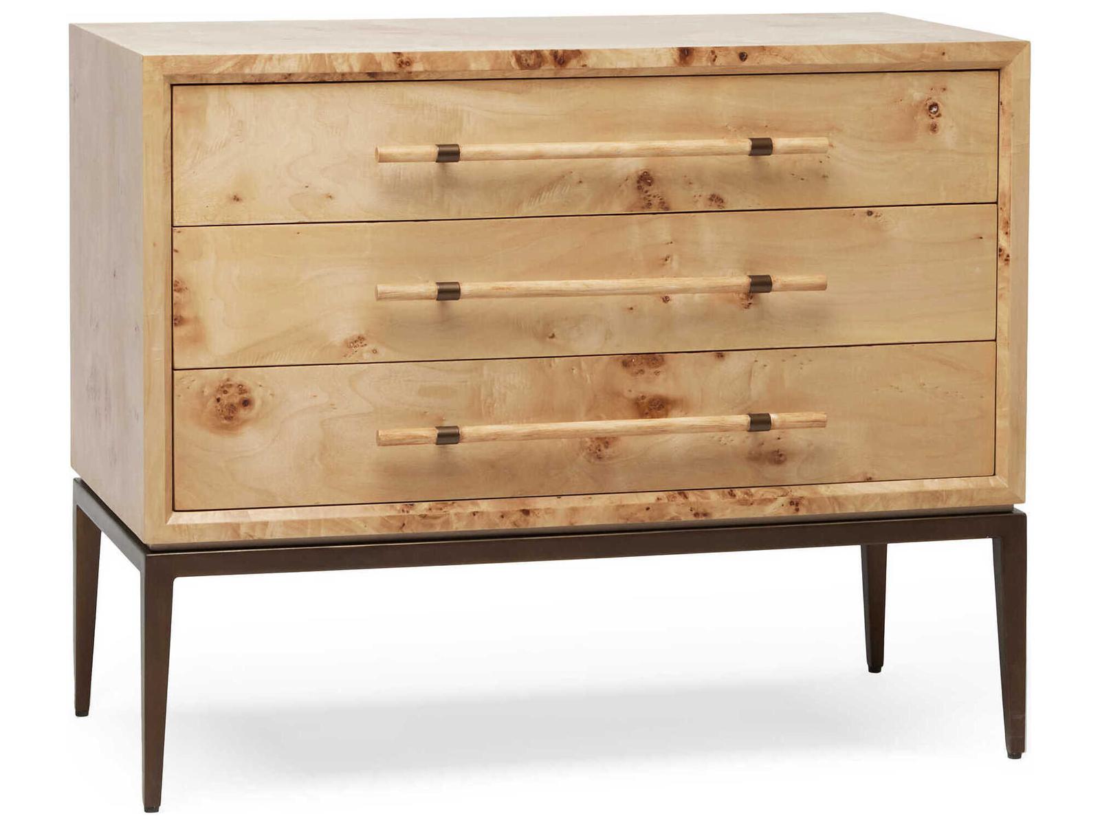 Burton 3-Drawers Ash Wood Nightstand in Canyon Dark Bronze