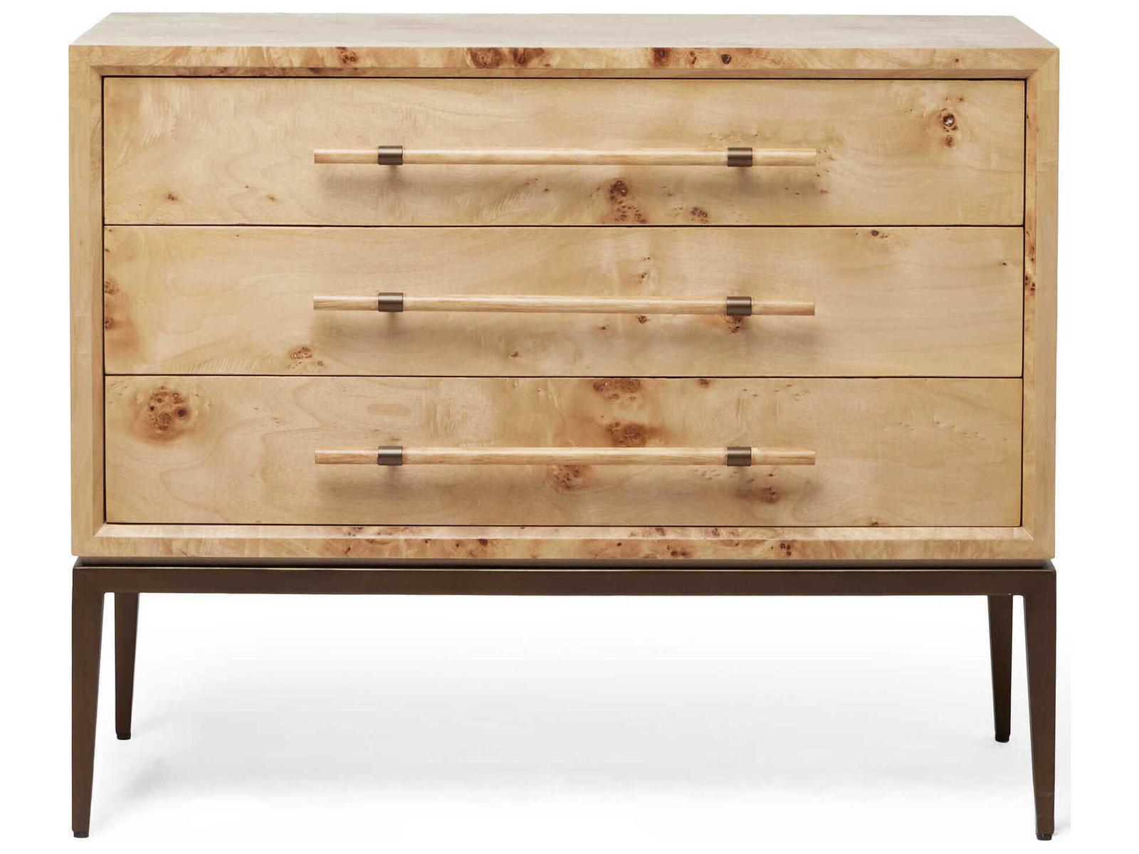 Burton 3-Drawers Ash Wood Nightstand in Canyon Dark Bronze