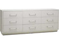 Taylor Modern 9-Drawer Dresser in Natural White Faux Linen and Champagne Silver