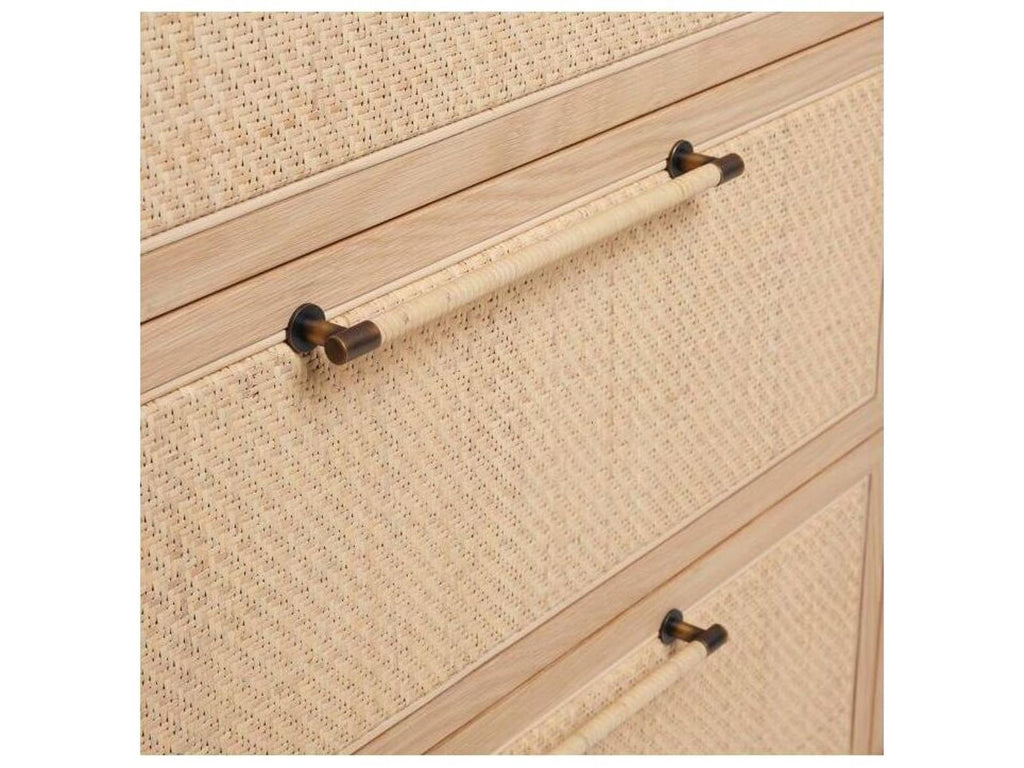 Marsh 9-Drawer Dresser in Saddle Oak and Blonde Rattan