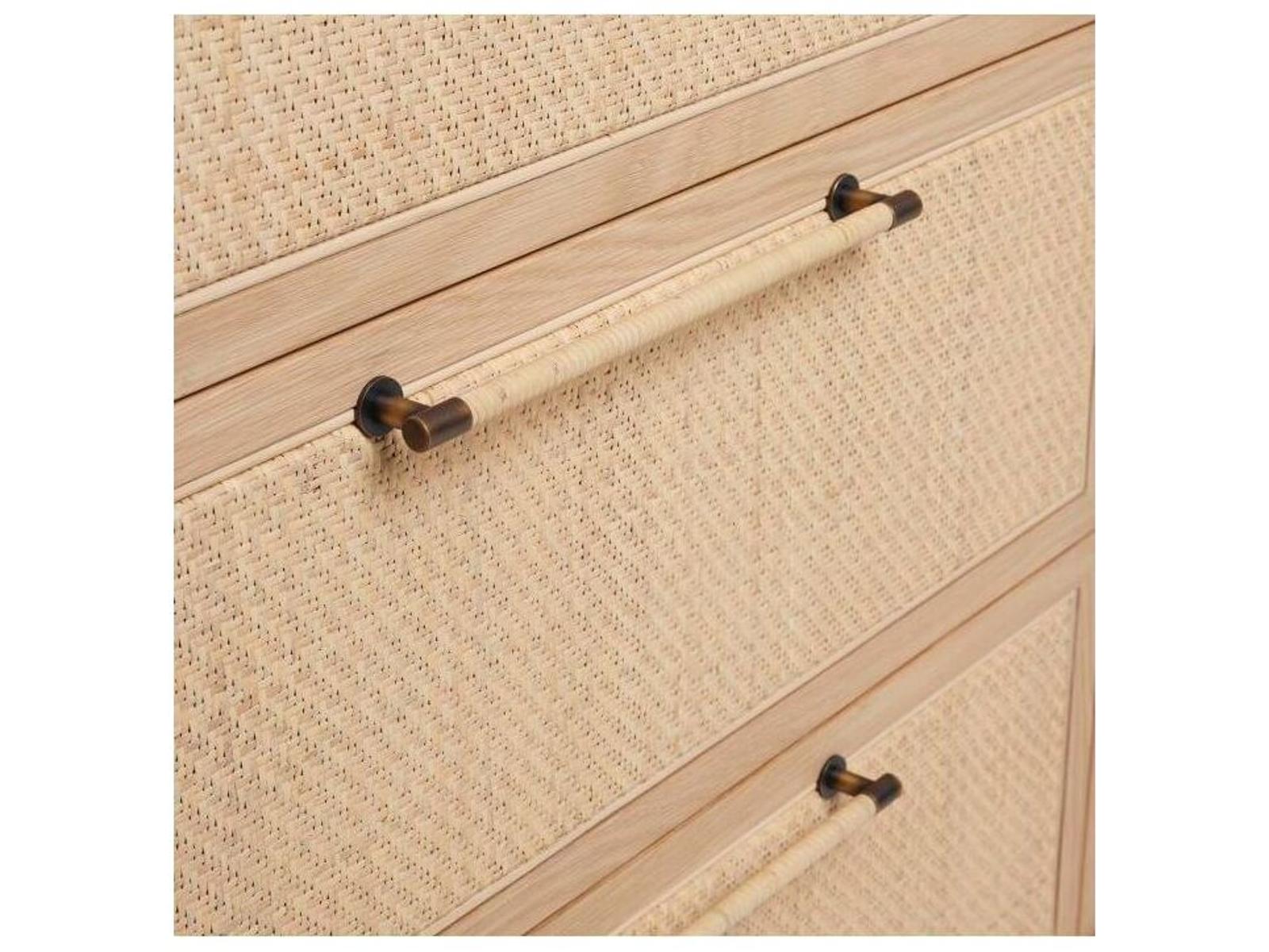 Marsh 9-Drawer Dresser in Saddle Oak and Blonde Rattan