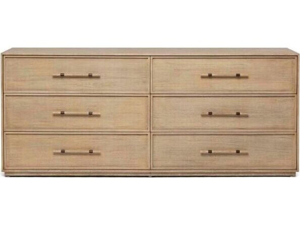 Clement 6-Drawer Double Dresser Natural Mahogany Washed Taupe Finish