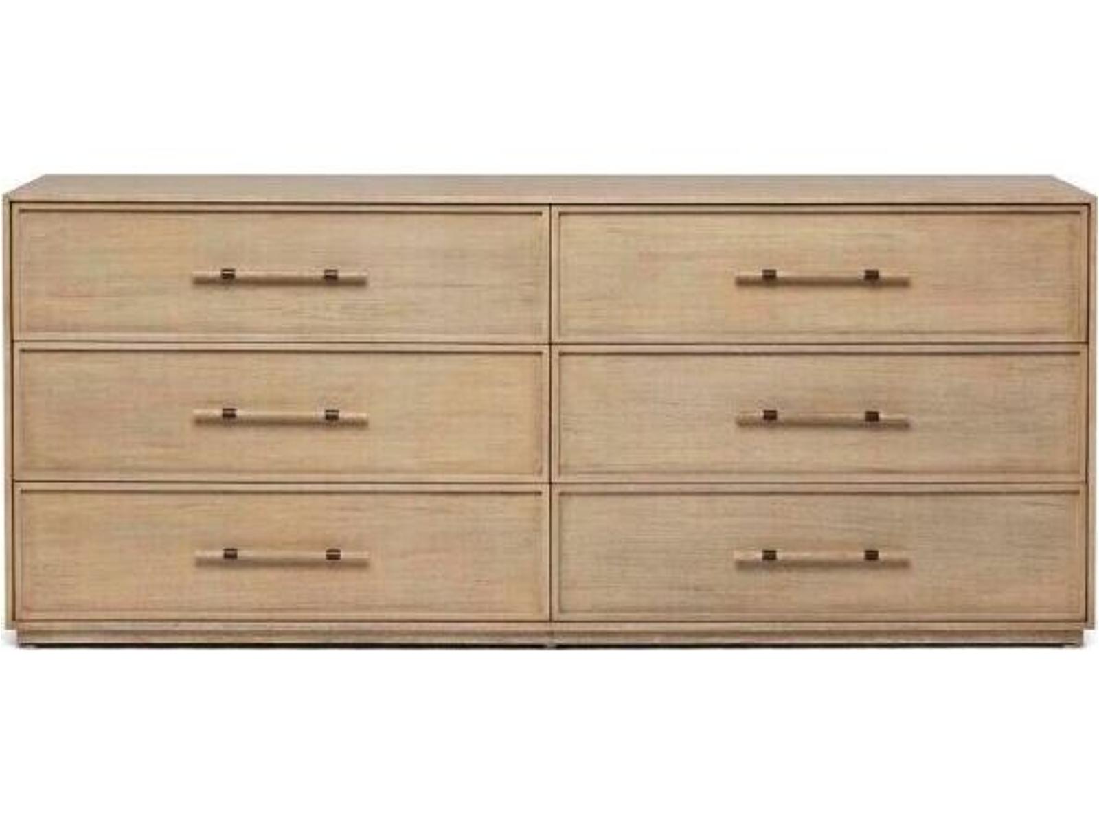 Clement 6-Drawer Double Dresser Natural Mahogany Washed Taupe Finish