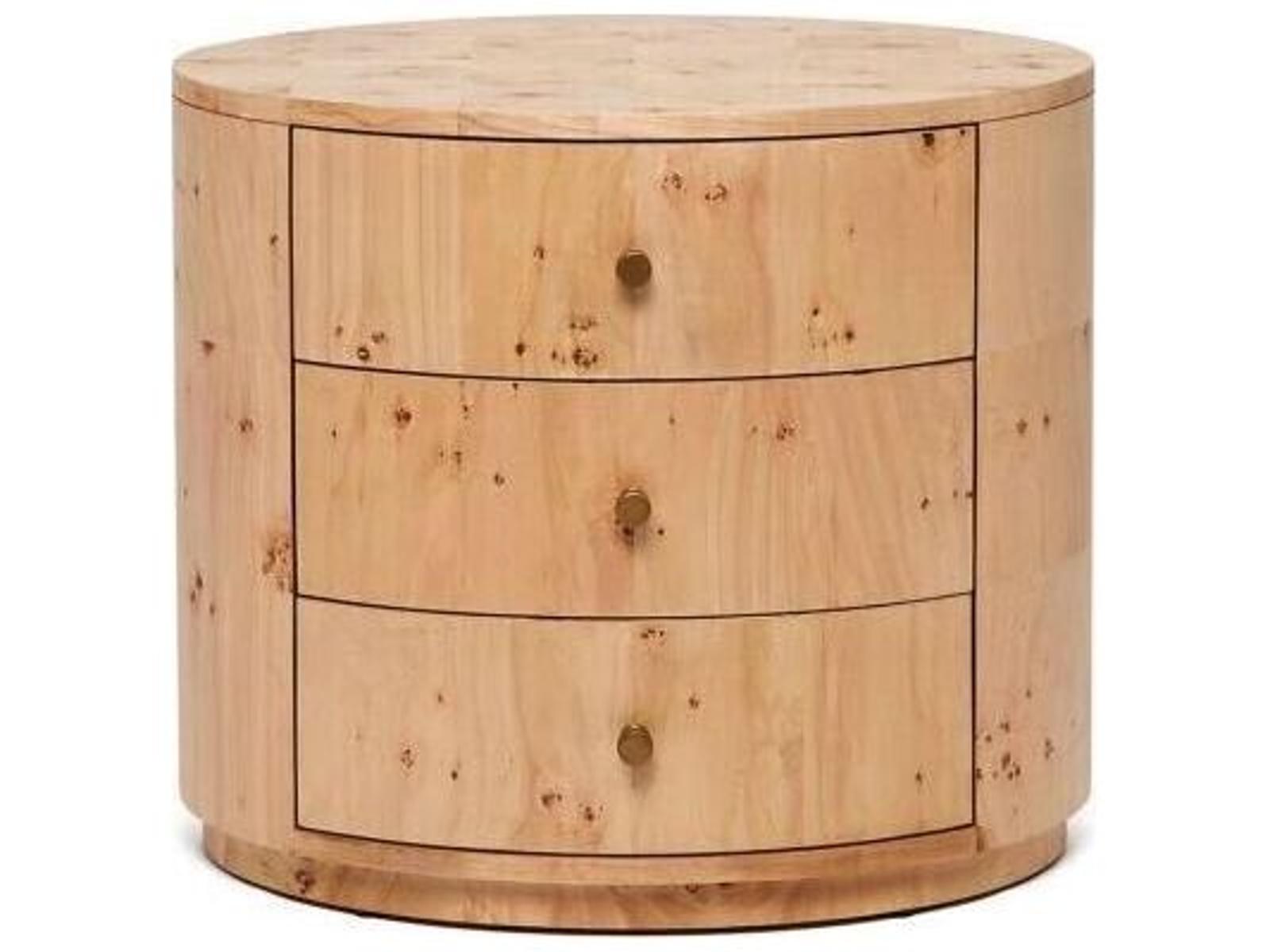 Blaine 3-Drawer Nightstand in Canyon Burl and Golden Bronze