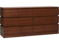 Bolton 6-Drawer Double Dresser in Classic Walnut with Brass Accents