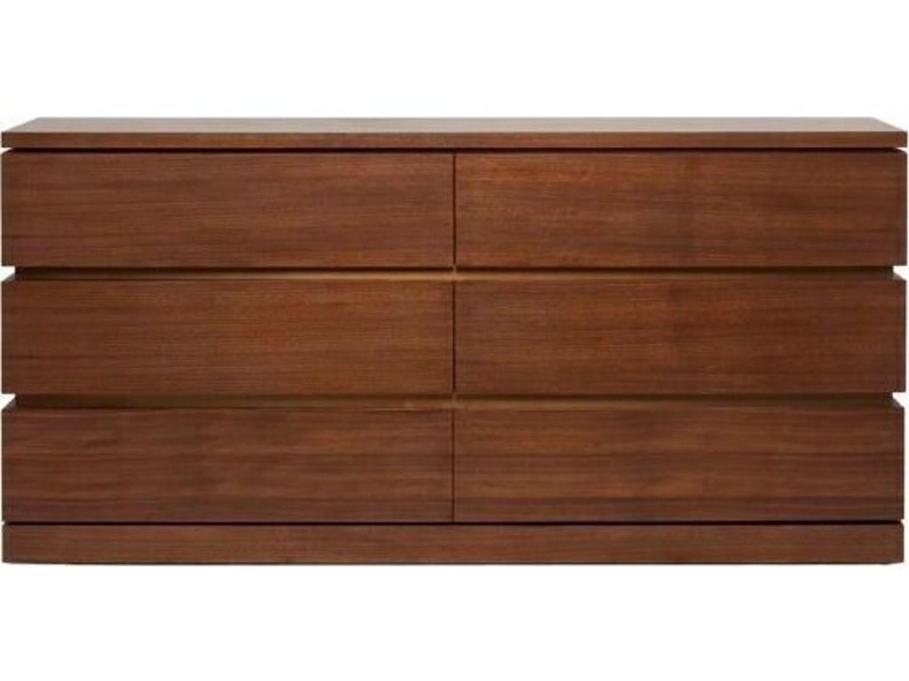 Bolton 6-Drawer Double Dresser in Classic Walnut with Brass Accents