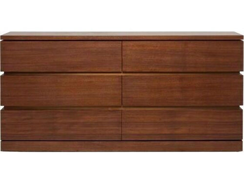 Bolton 6-Drawer Double Dresser in Classic Walnut with Brass Accents