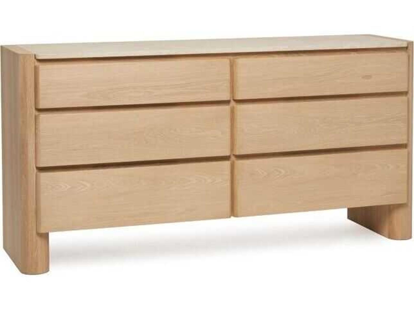 Arden 6-Drawer Natural Oak Wood Double Dresser with Marble Top