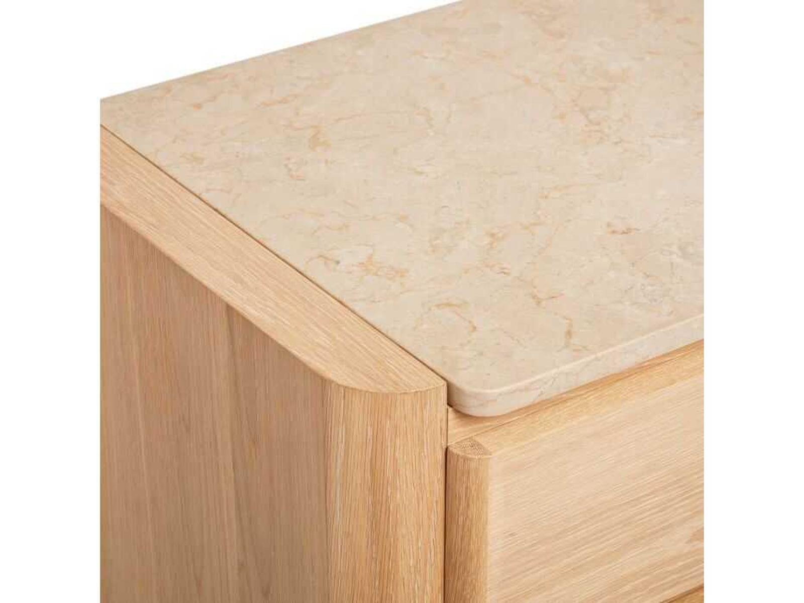 Arden 6-Drawer Natural Oak Wood Double Dresser with Marble Top