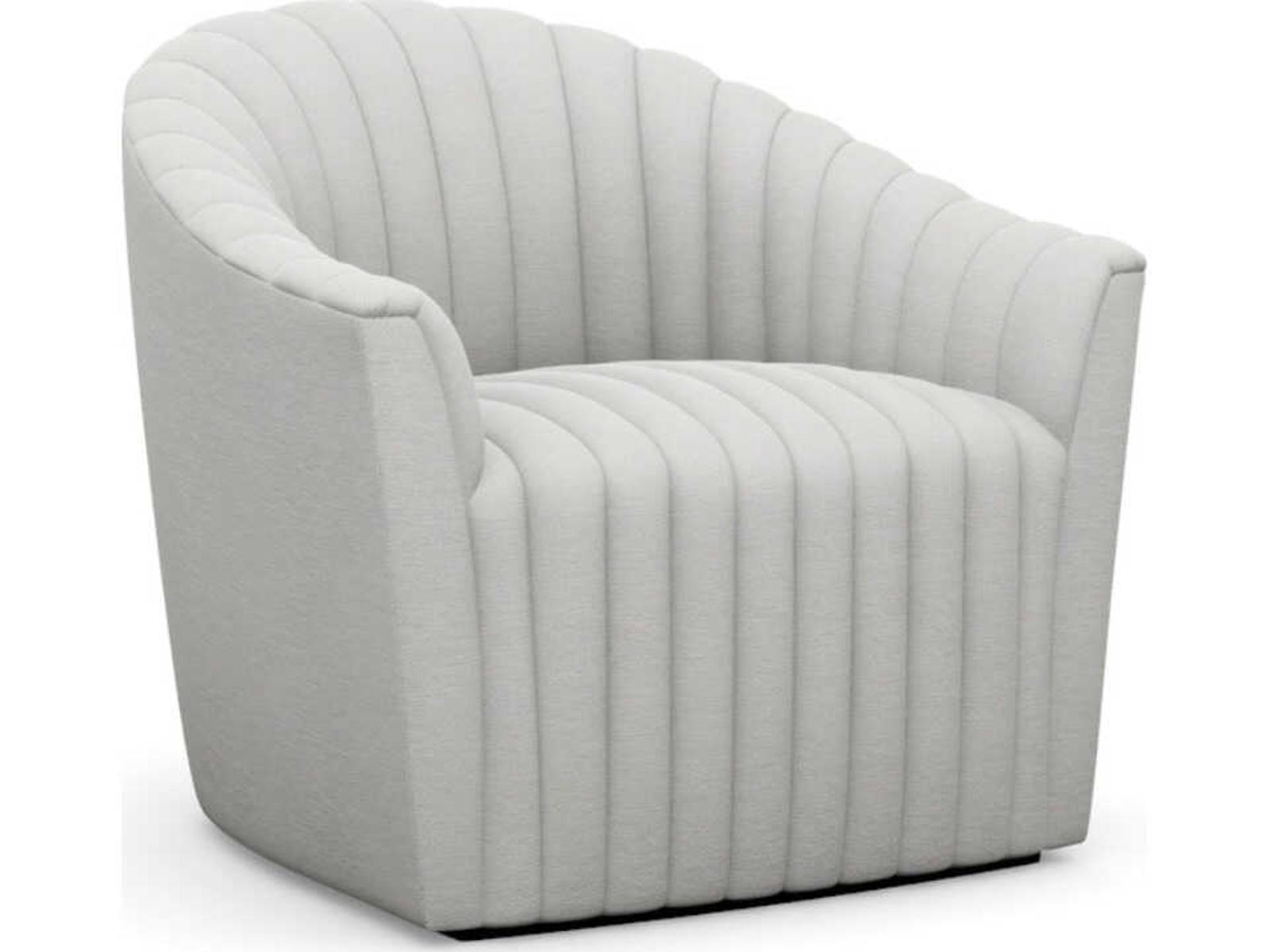 Channel Swivel Accent Chair in Cream Faux Linen
