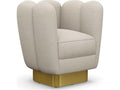 Gallery Swivel Accent Chair in Beige Canyon Weave Fabric with Polished Brass Base