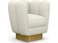 Gallery Swivel Faux Shearling Accent Chair in Polished Brass