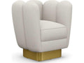 Gallery Swivel Cream Accent Chair with Polished Brass Base