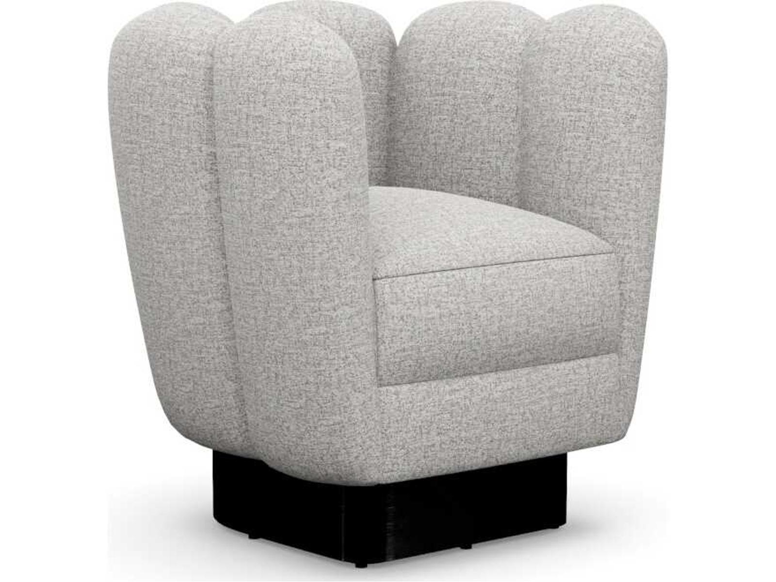 Gallery Swivel Accent Chair in Fresco Faux Linen with Gunmetal Base