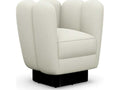 Gallery Swivel Accent Chair in Pure White with Gunmetal Base