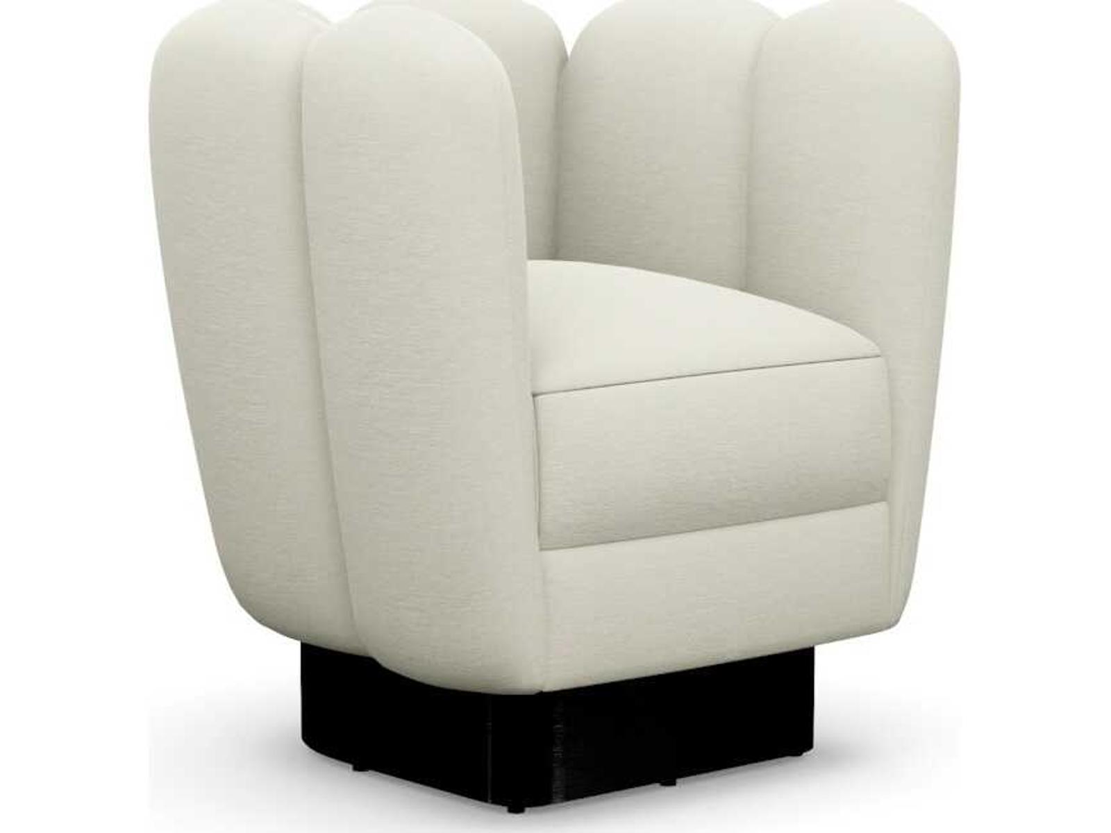 Gallery Swivel Accent Chair in Pure White with Gunmetal Base