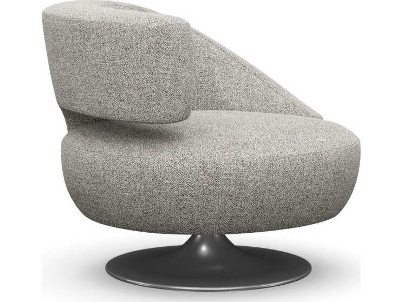Isabella Swivel Gray Accent Chair with Polished Nickel Base