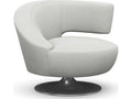 Isabella Swivel Barrel Accent Chair in White Fabric