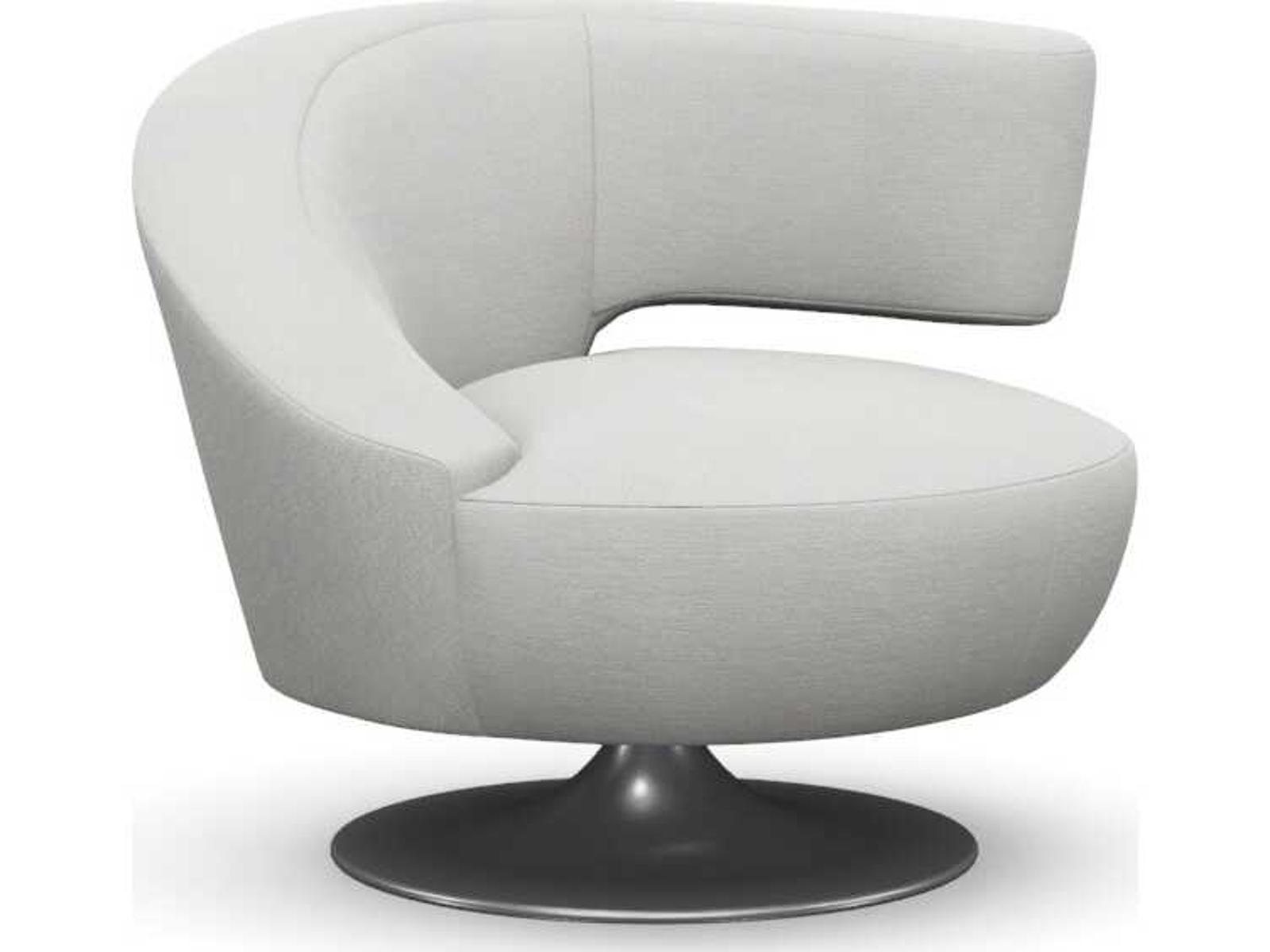 Isabella Swivel Barrel Accent Chair in White Fabric