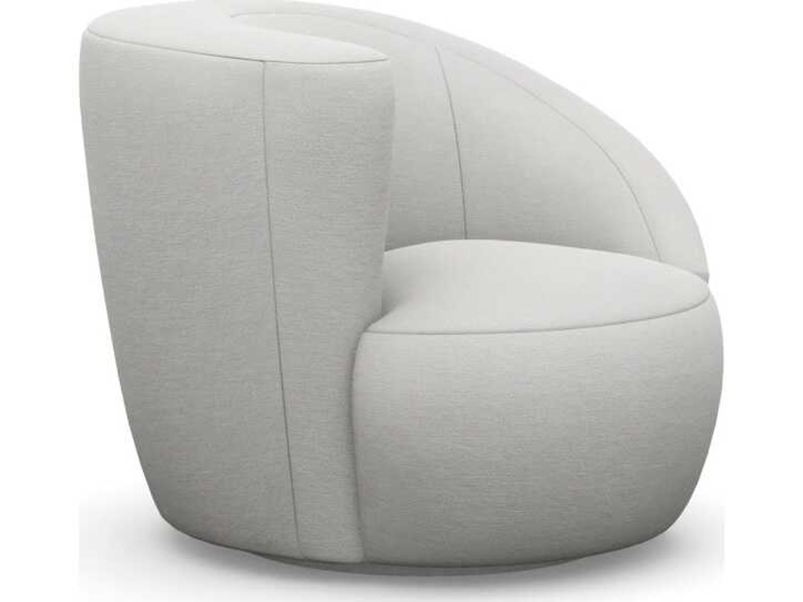 Carlisle Swivel Faux Linen Accent Chair in Cream