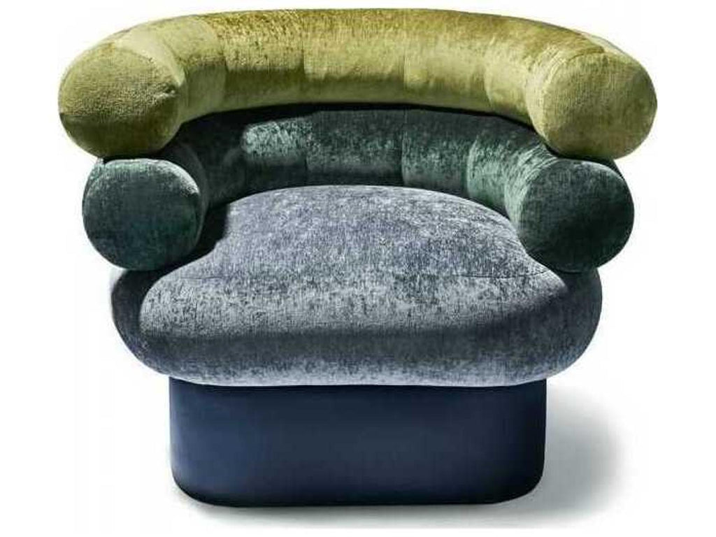Leona Swivel Accent Chair in Blue Fabric