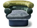 Leona Swivel Accent Chair in Blue Fabric