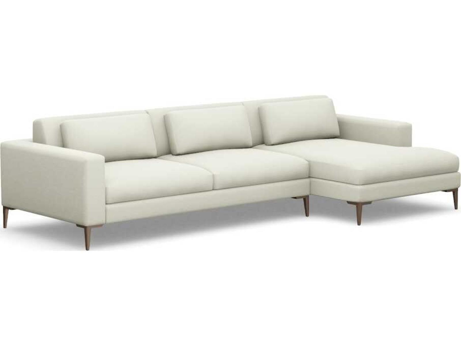 Izzy 2-Piece Upholstered Sectional Sofa in Pure Fabric with Bronze Legs